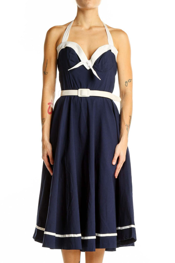Navy Vintage-Inspired Halter Swing Dress by Pinup Couture – SilkRoll Navy Vintage-Inspired Halter Swing Dress by Pinup Couture – SilkRoll