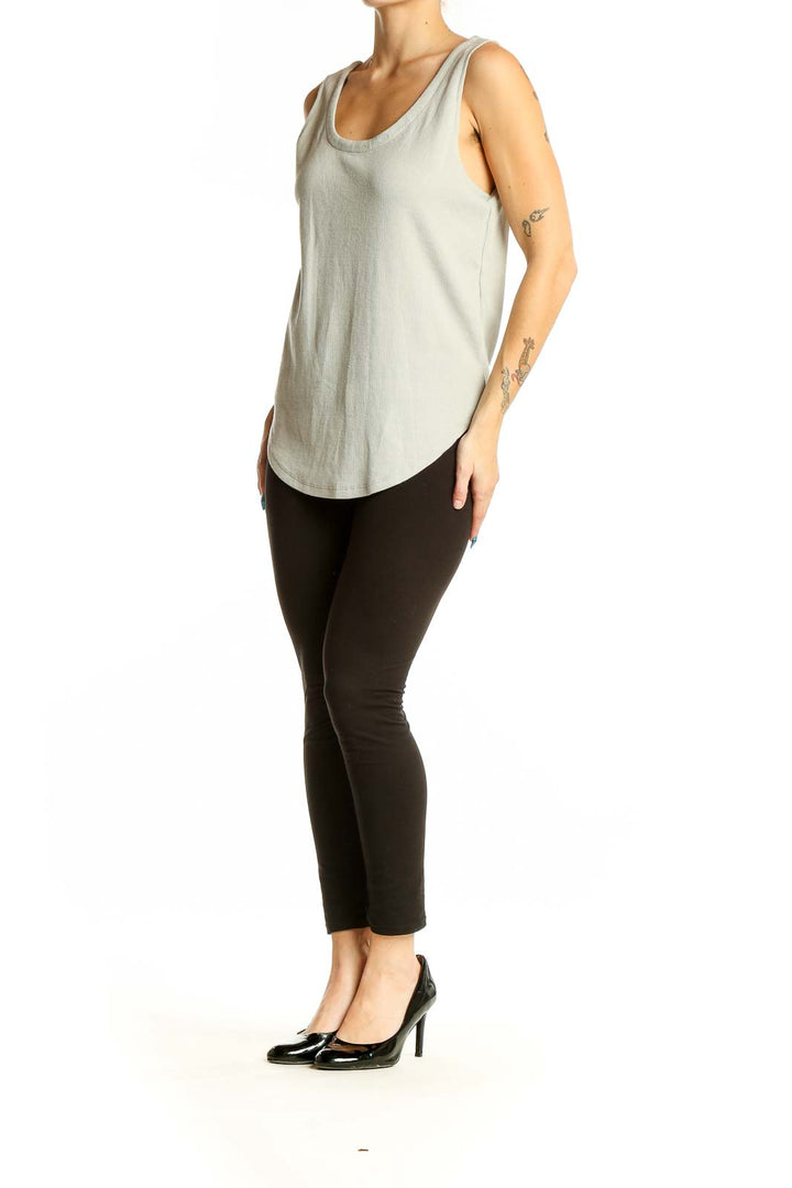 Front view of light gray sleeveless tank top by Chaser