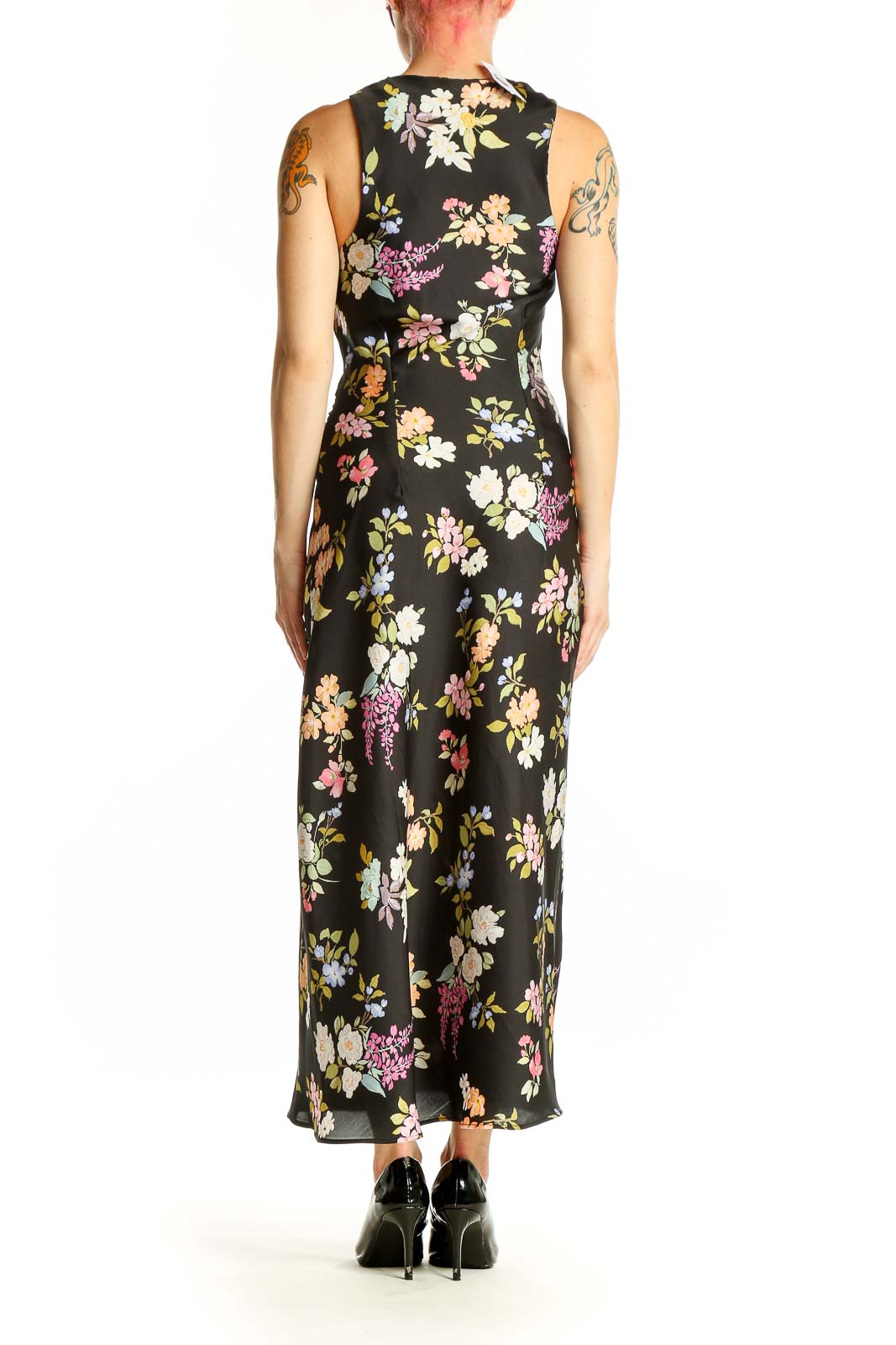 Black Floral Sleeveless Maxi Dress