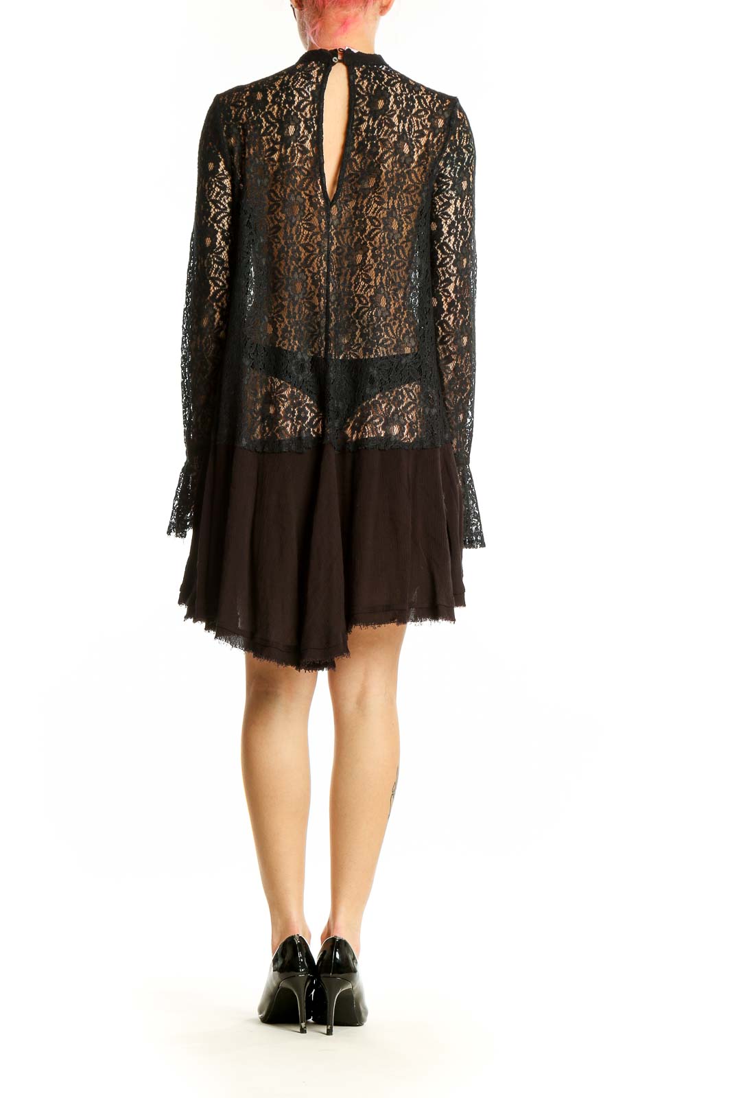 Black Lace Sheer Mini Dress