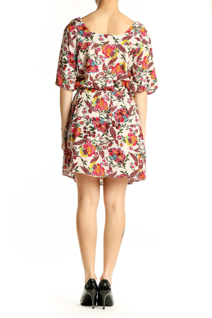 Side view of Ark & Co. multicolor floral print empire waist dress