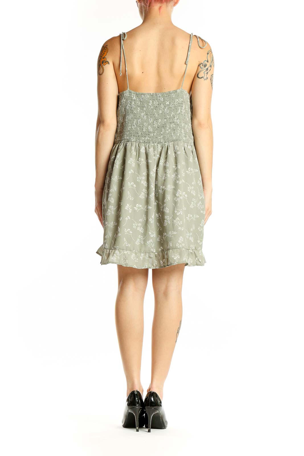 Sage Floral Print Spaghetti Strap Dress Sage Floral Print Spaghetti Strap Dress