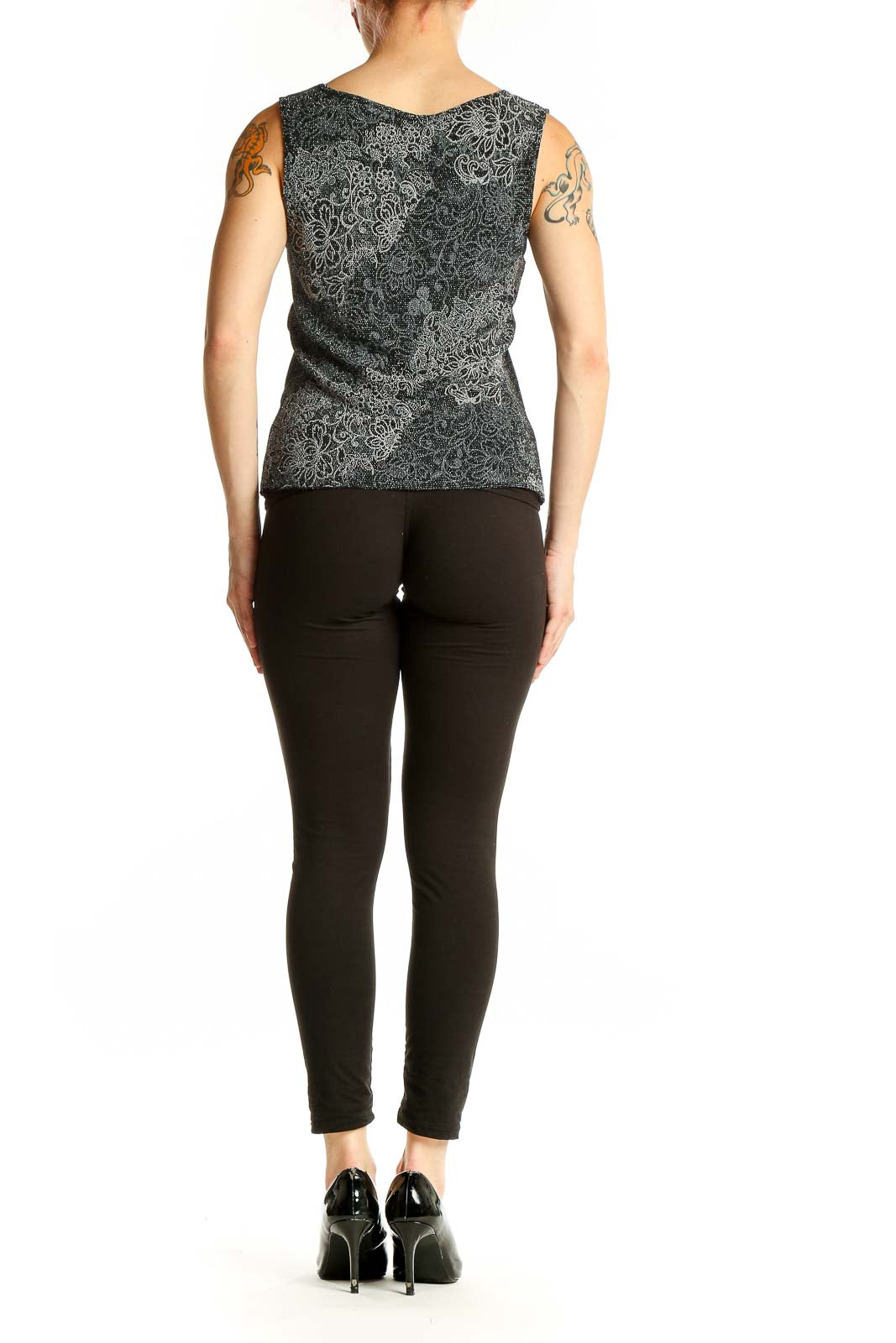 Back view of Heartsoul Black Sleeveless Top showing fitted silhouette