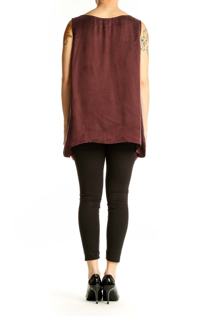 Back view of Eileen Fisher burgundy sleeveless V-neck top