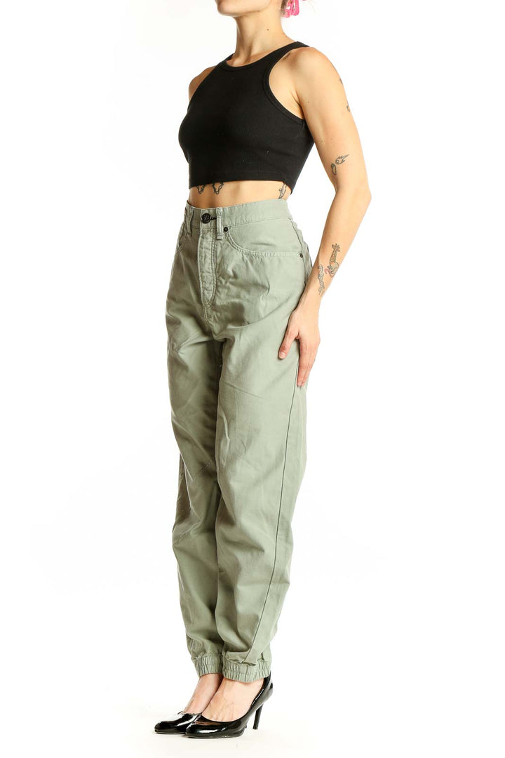 Front view of Rag & Bone sage green cotton jogger pants