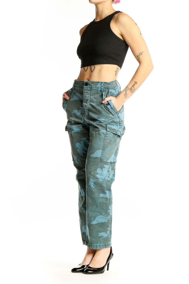 Front view of C/E Current/Elliott blue camo cargo pants