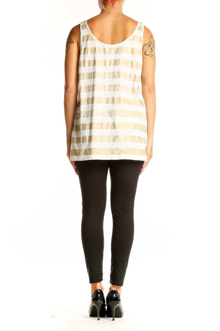 Front view of J.Crew white and beige striped tank top