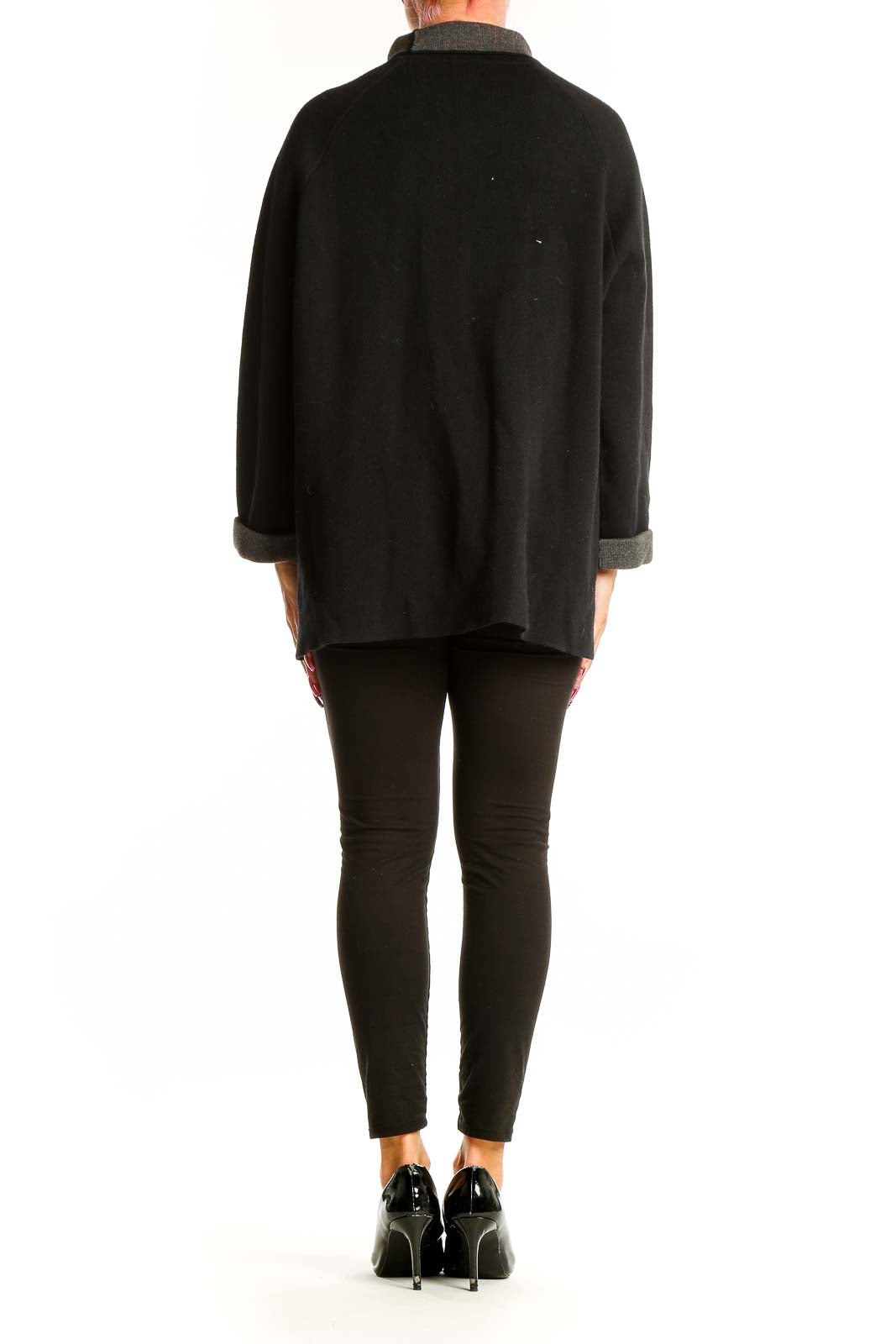 Back view of Reiss black cashmere blend turtleneck sweater showing relaxed fit