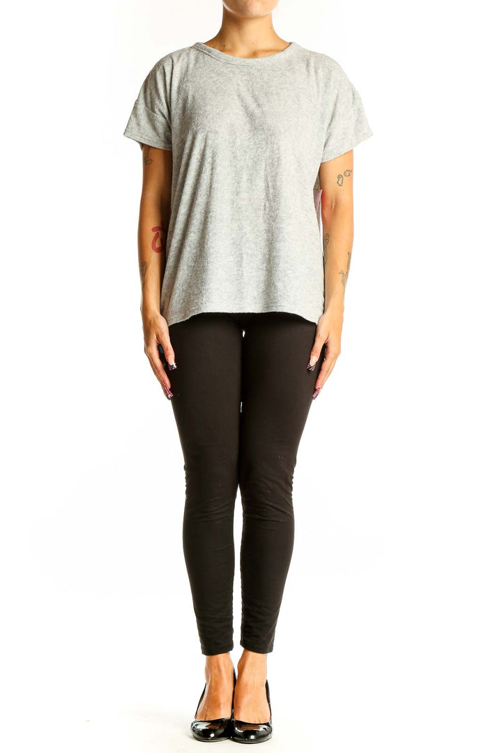 Front view of gray JUICY by Juicy Couture t-shirt with relaxed fit