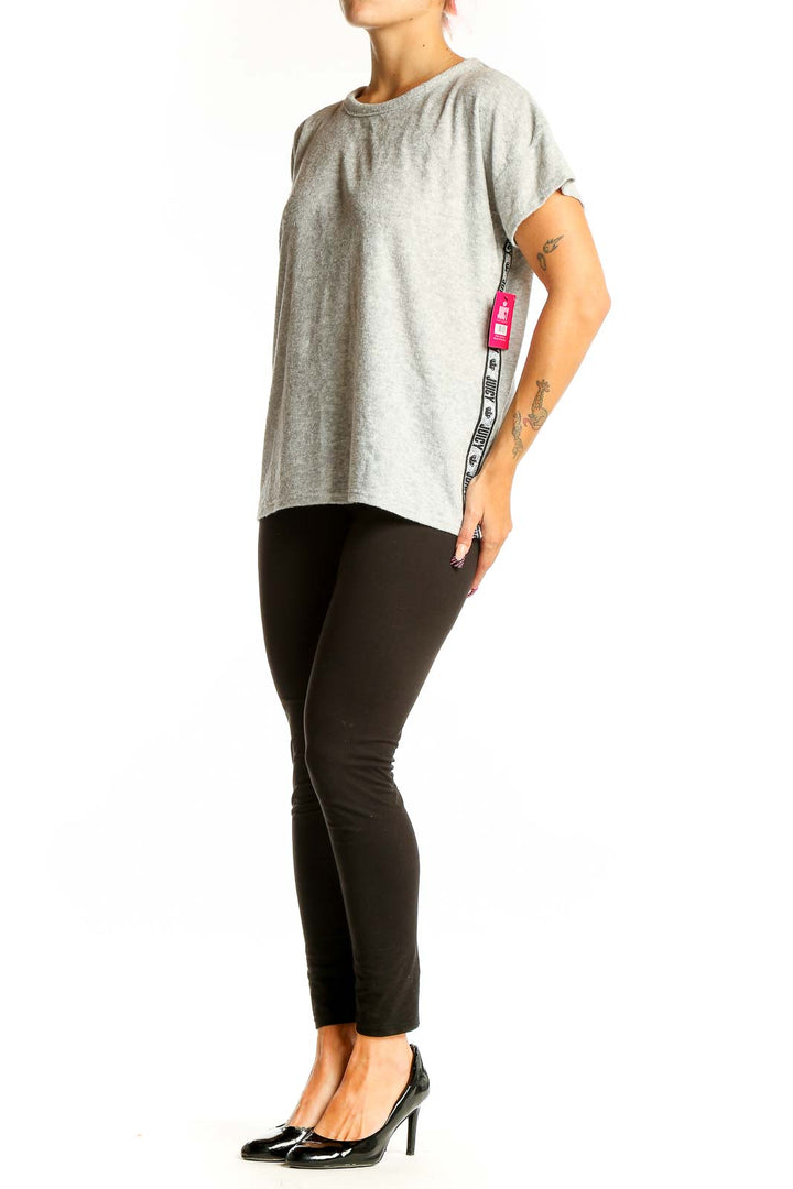 Front view of gray JUICY by Juicy Couture t-shirt with relaxed fit