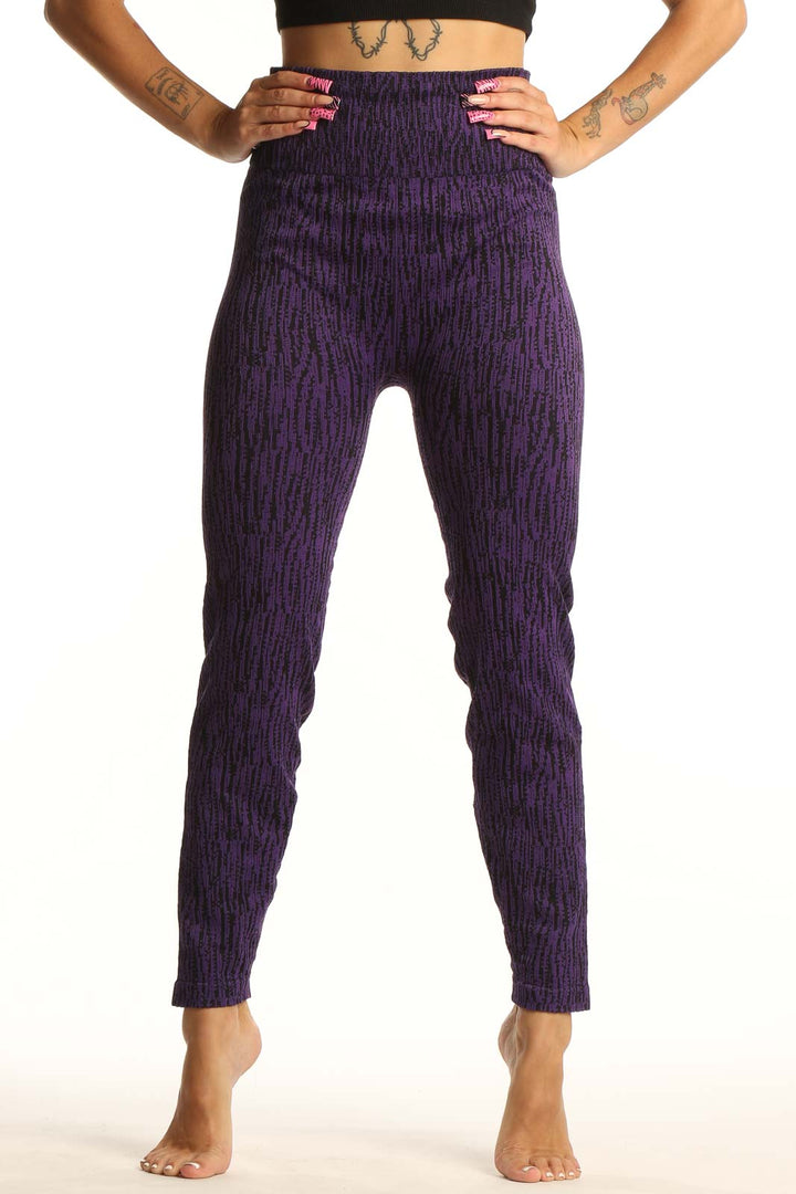 Front view of purple textured high-waist Athleta leggings