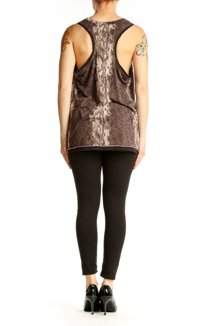 Back view of All Saints brown lace-patterned tank top showing ombre design