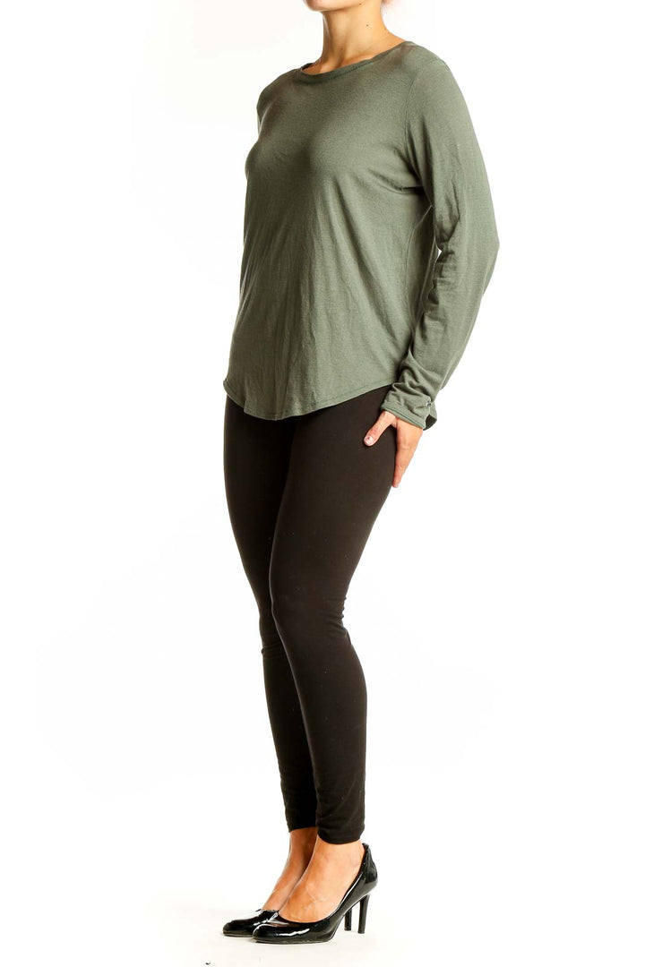 Front view of Vince olive long sleeve cotton modal top