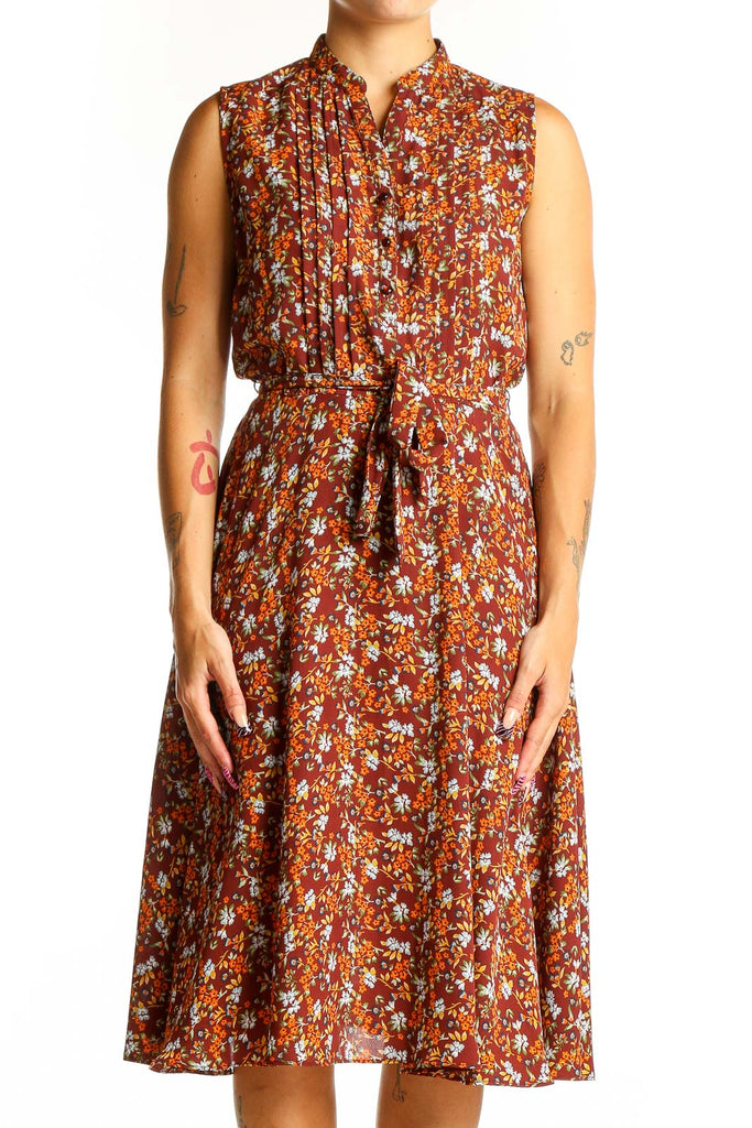 Nanette Lepore Rust Floral Print Sleeveless Midi Dress – SilkRoll