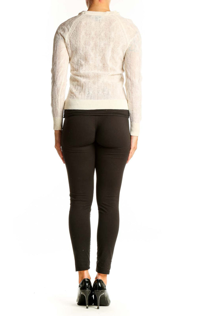 Back view of cream Merino wool cable knit sweater from Banana Republic