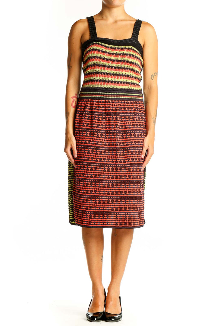 Front view of Missoni multicolor striped knit midi dress