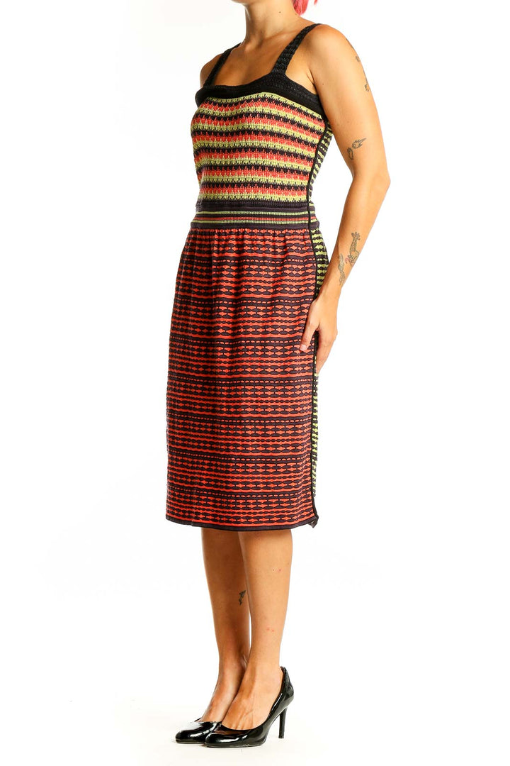 Front view of Missoni multicolor striped knit midi dress