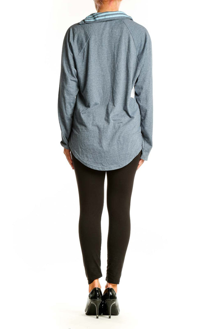 Side view of Jason Wu gray asymmetrical hooded top showing relaxed fit