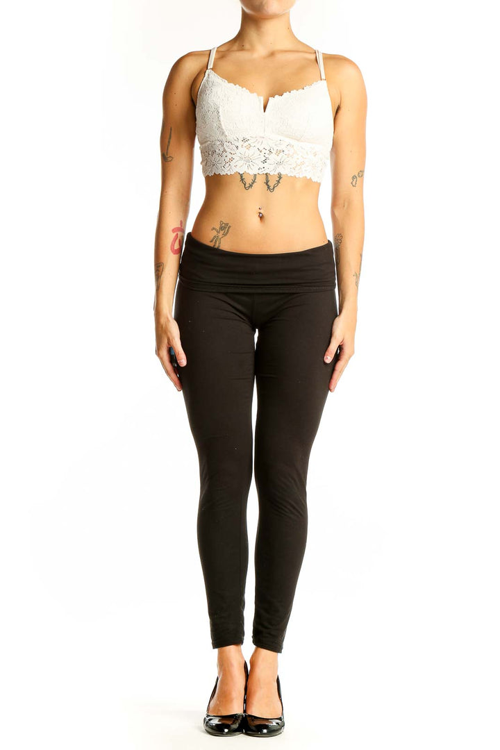 Front view of white lace crop top bralette from Pink Victoria's Secret