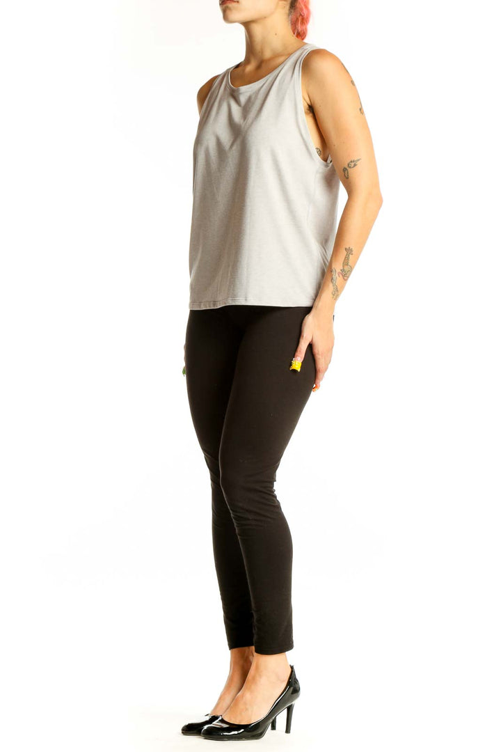 Front view of light gray cotton tank top from Outdoor Voices