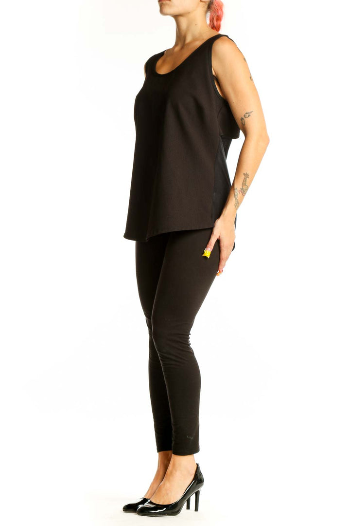 Front view of black sleeveless Harlowe & Graham tank top