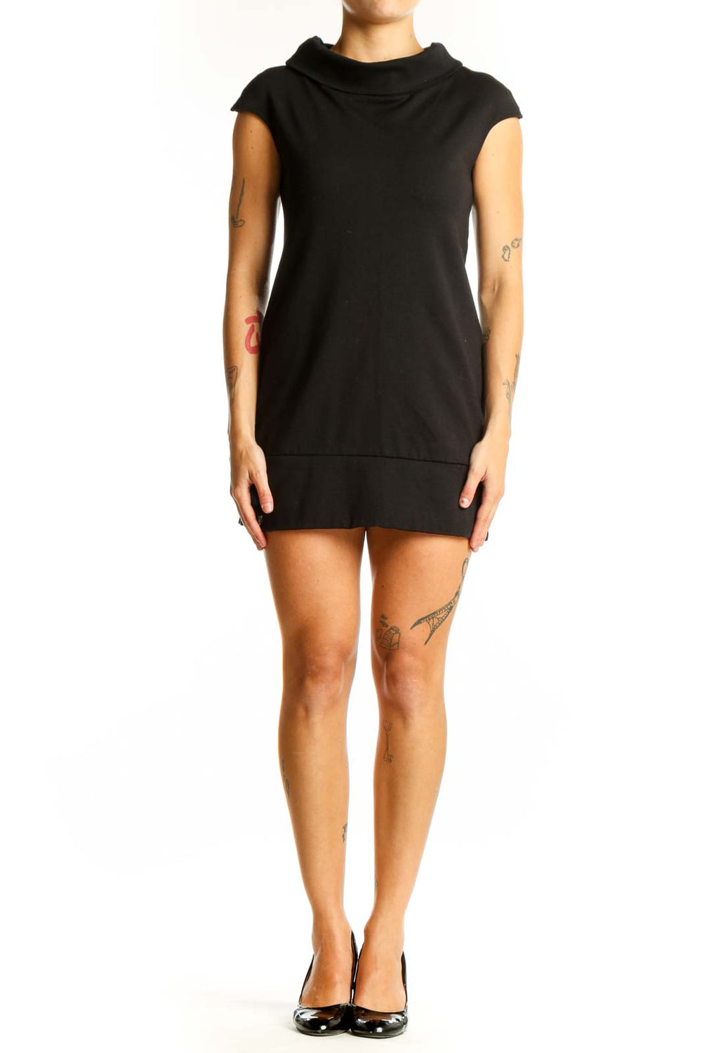 Black Cowl Neck Mini Dress