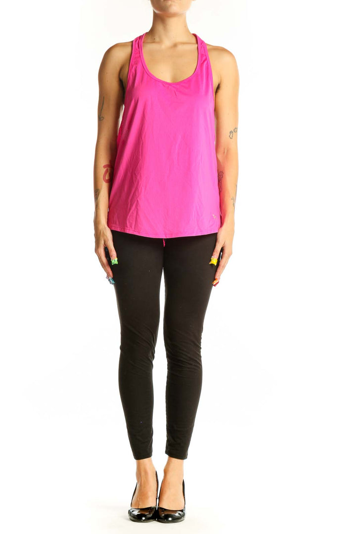 Front view of pink HeatGear racerback performance tank top