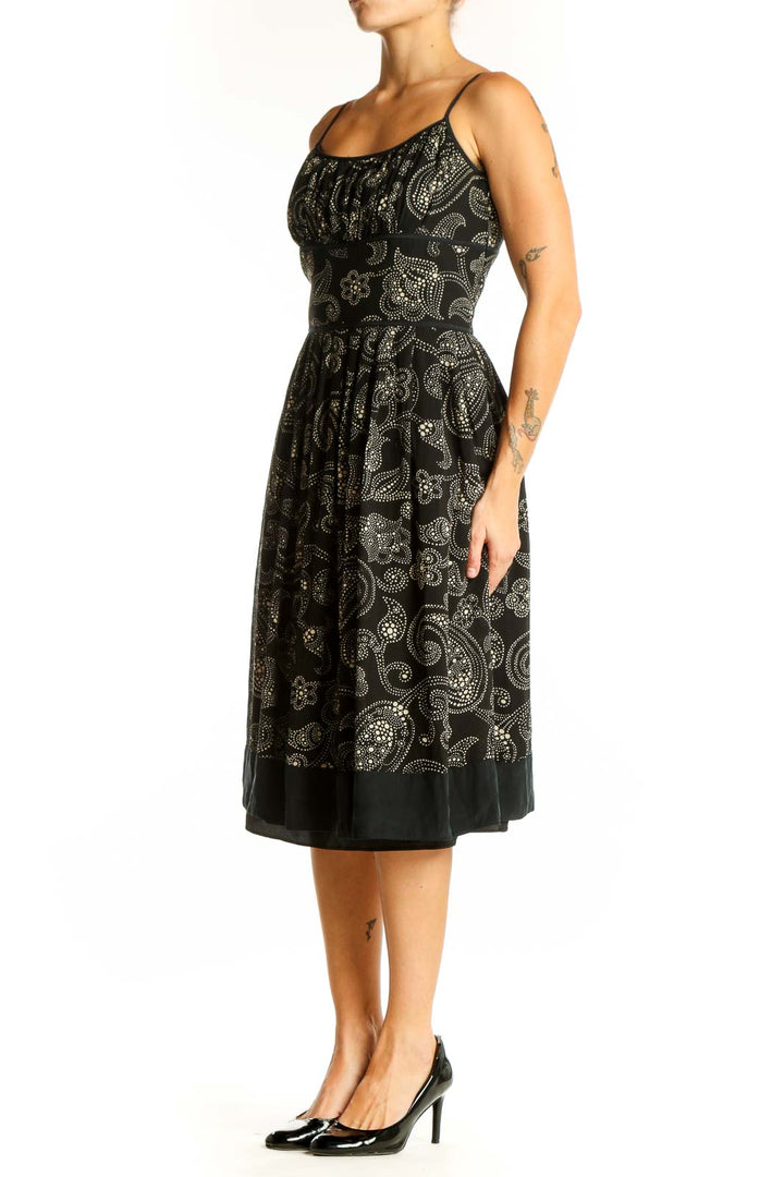 Front view of Ann Taylor black paisley print spaghetti strap dress