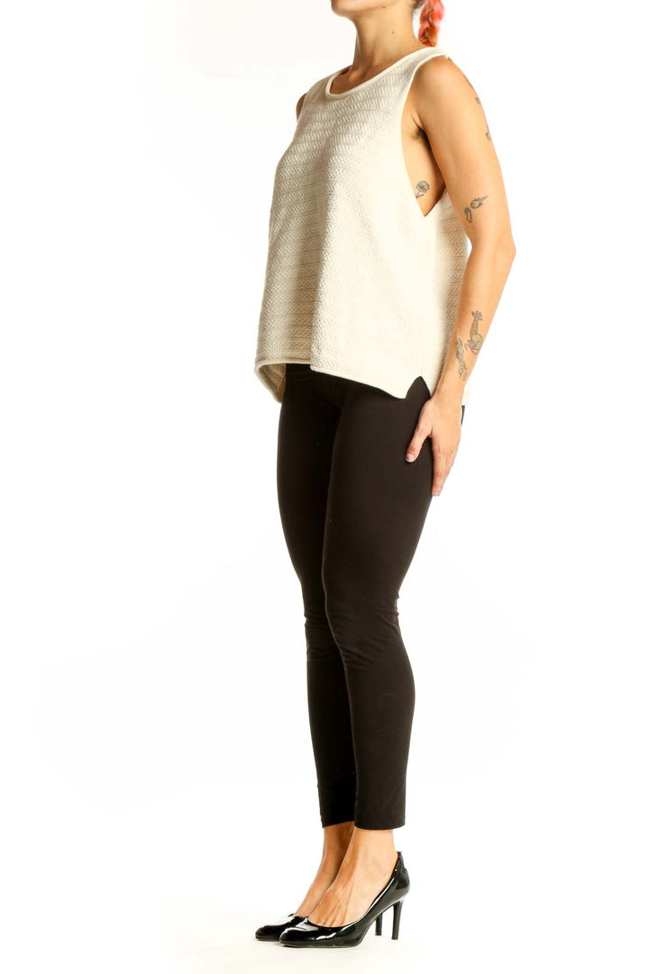 Front view of Madewell cream textured sleeveless knit top