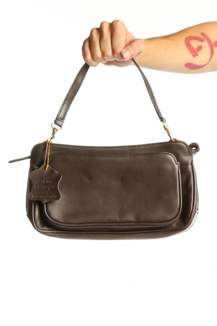 Front view of Giani Bernini brown leather shoulder bag