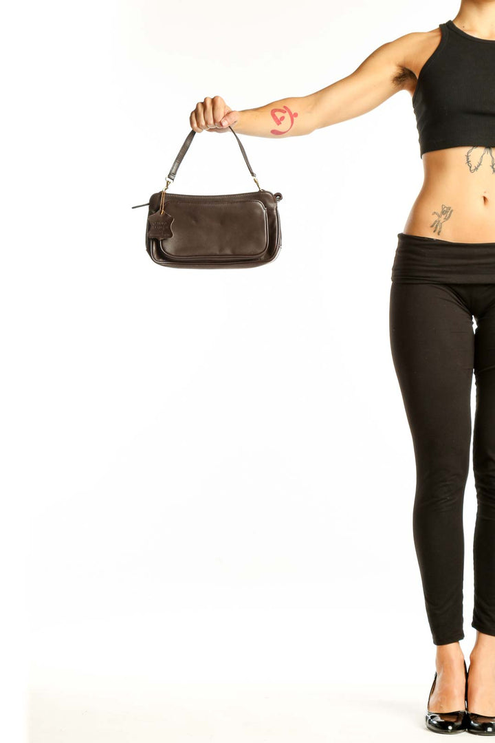 Front view of Giani Bernini brown leather shoulder bag
