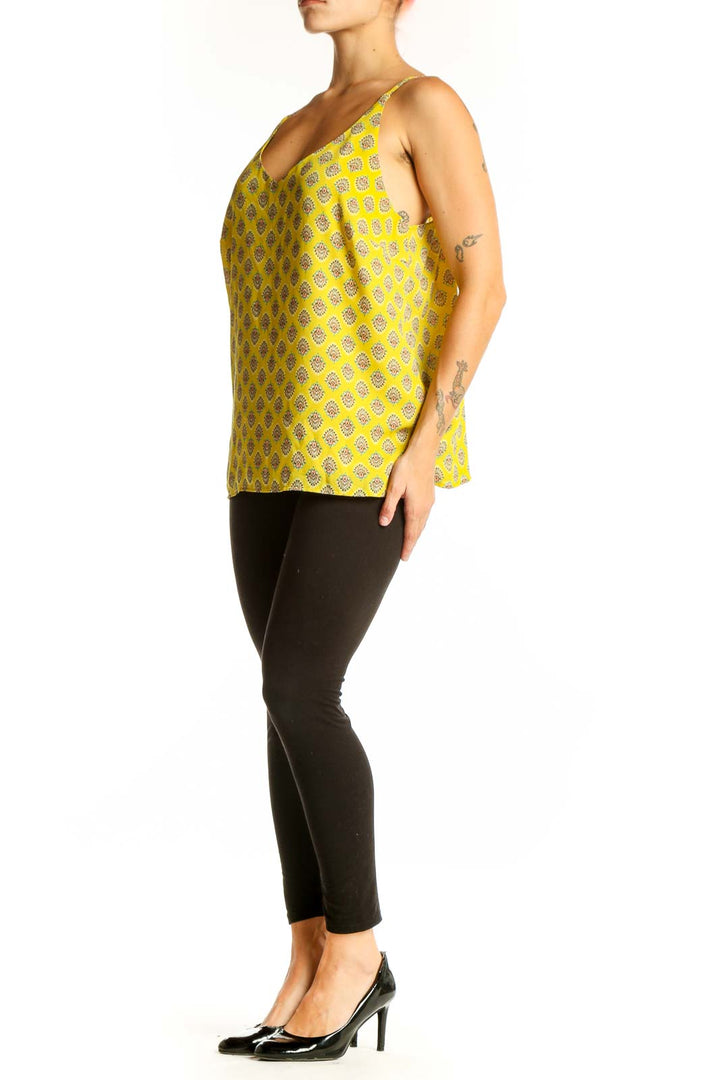 Front view of yellow patterned camisole top from Banana Republic