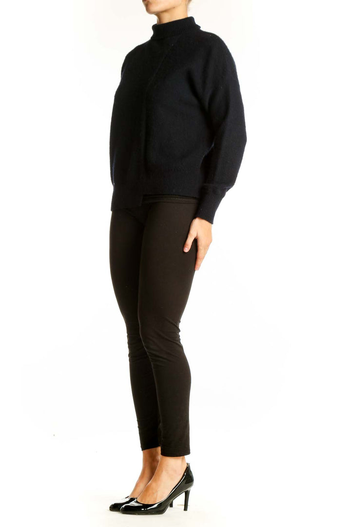 Front view of black Vince turtleneck sweater in cashmere-wool blend