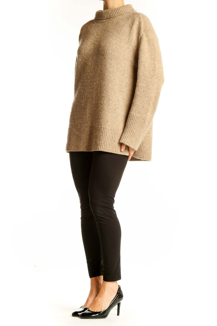 Front view of Vince camel cashmere turtleneck sweater
