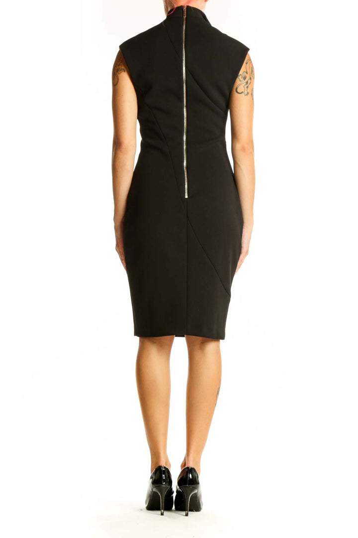 Side view of Ted Baker London black sleeveless wrap dress