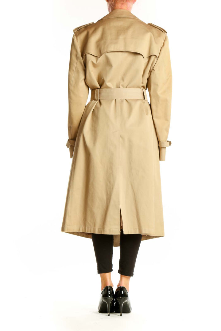 Side view of Christian Dior Monsieur beige trench coat with belt