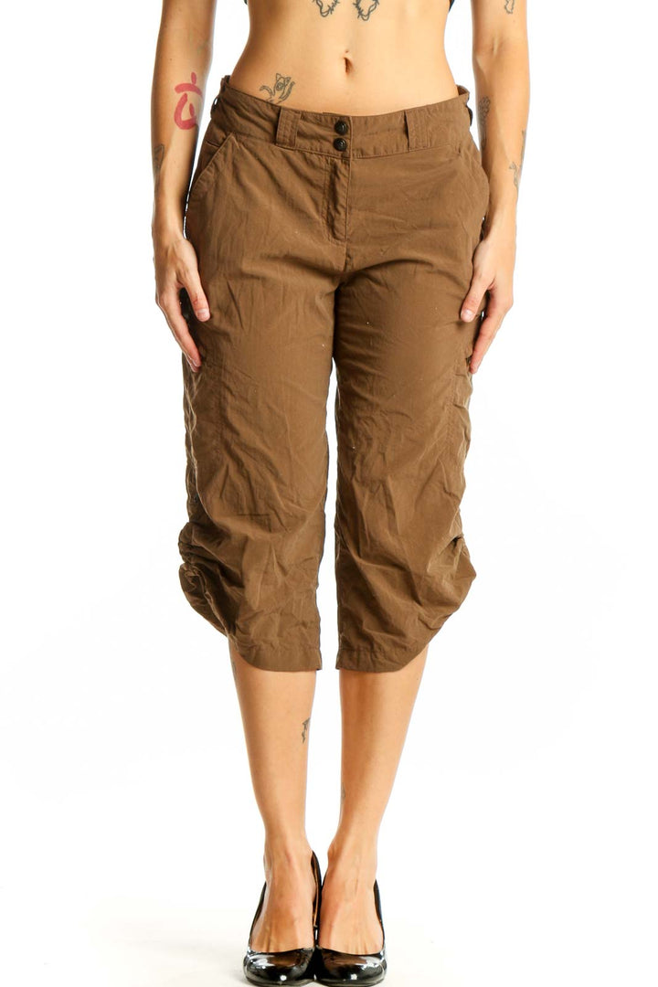 Front view of brown nylon capri pants from Exofficio