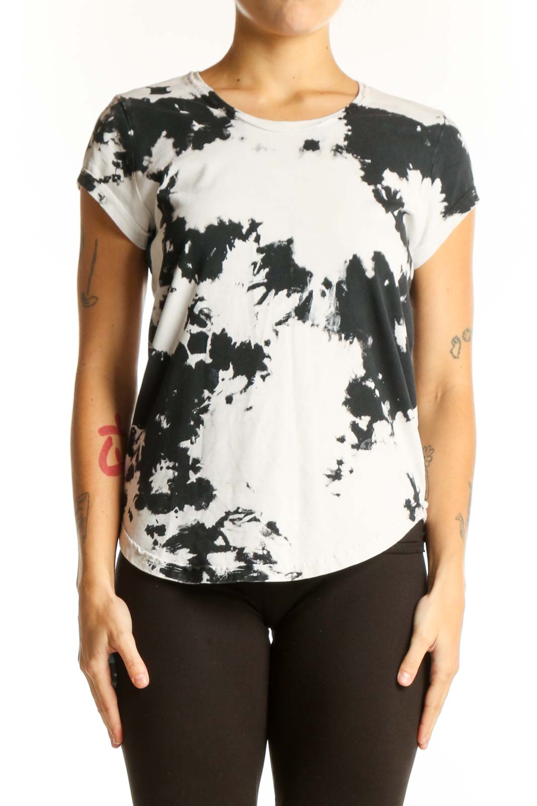 Front view of Zadig & Voltaire black and white tie-dye cotton T-shirt
