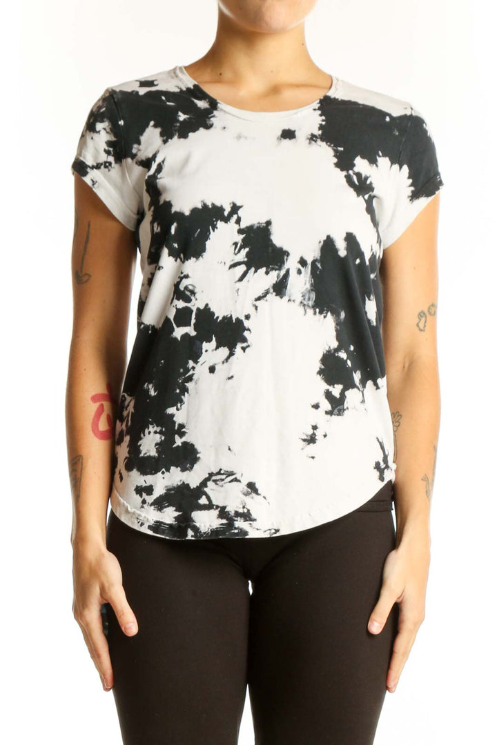Front view of Zadig & Voltaire black and white tie-dye cotton T-shirt