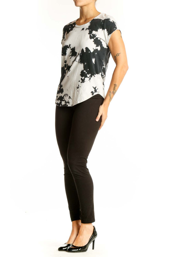 Front view of Zadig & Voltaire black and white tie-dye cotton T-shirt