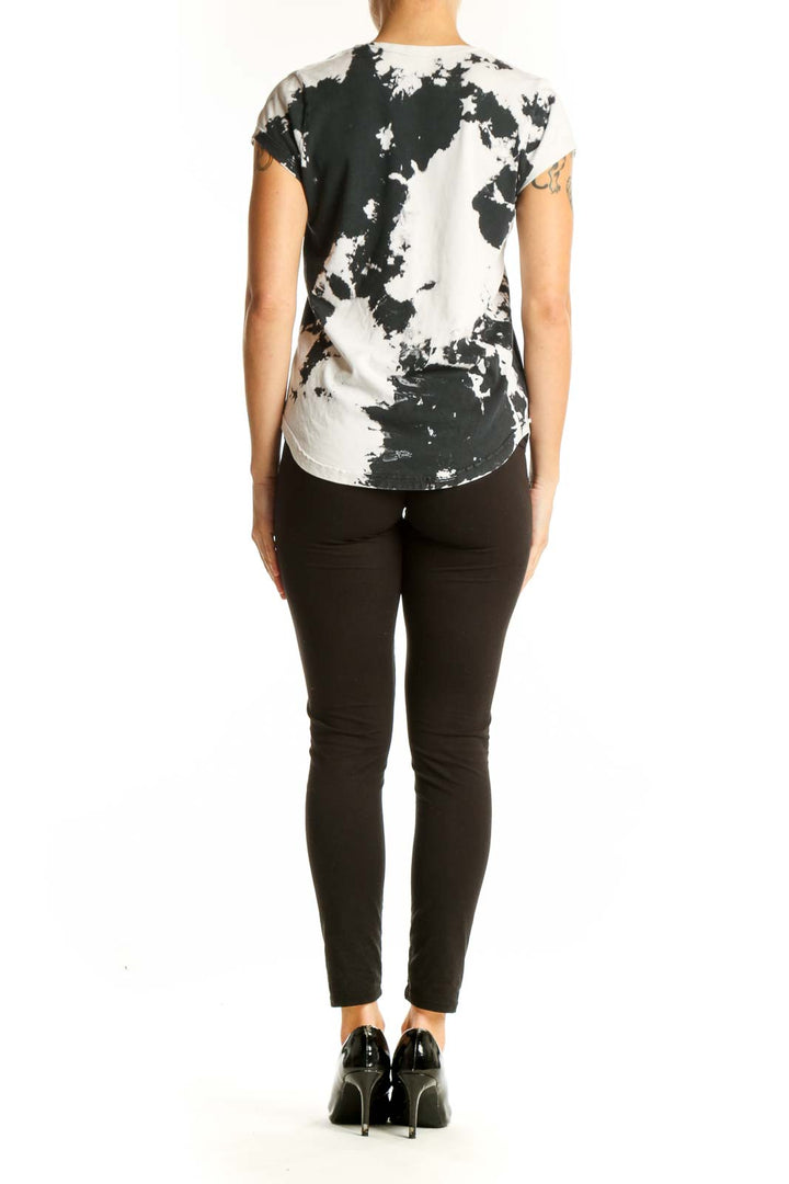 Back view of Zadig & Voltaire black and white tie-dye cotton T-shirt on model
