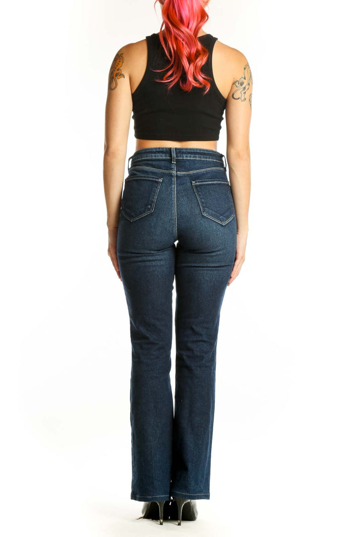L'AGENCE dark blue high-waisted flare jeans back view, size S