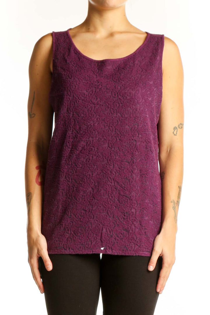 Front view of purple lace sleeveless top from Ann Taylor