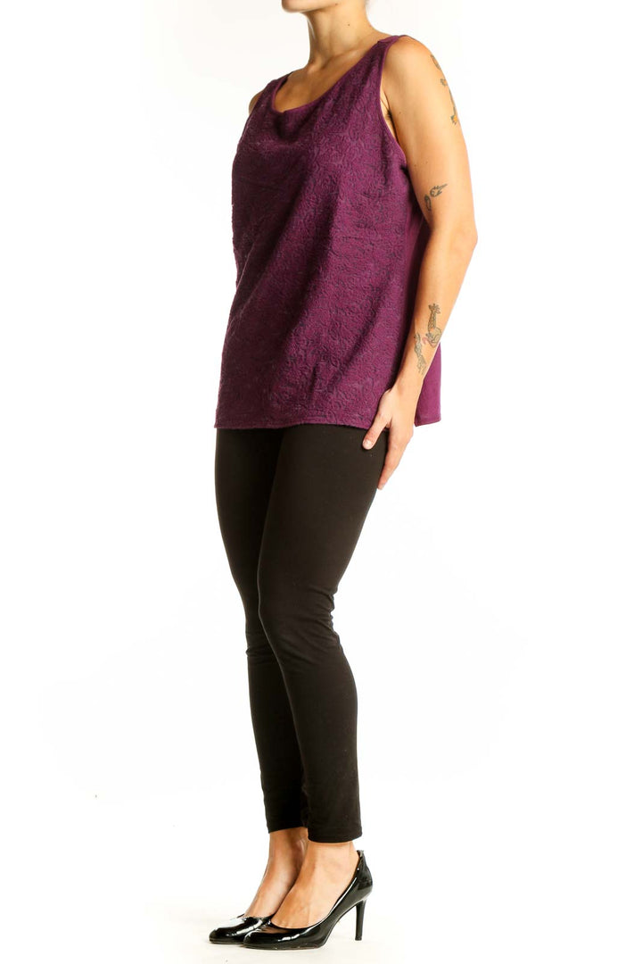 Front view of purple lace sleeveless top from Ann Taylor