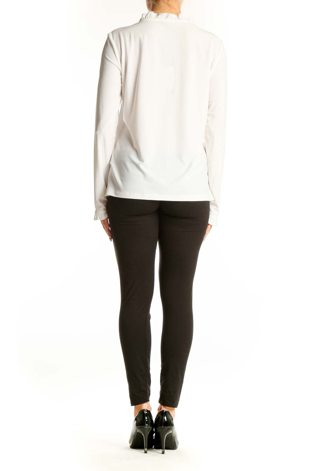 Back view of white Tommy Hilfiger long sleeve top