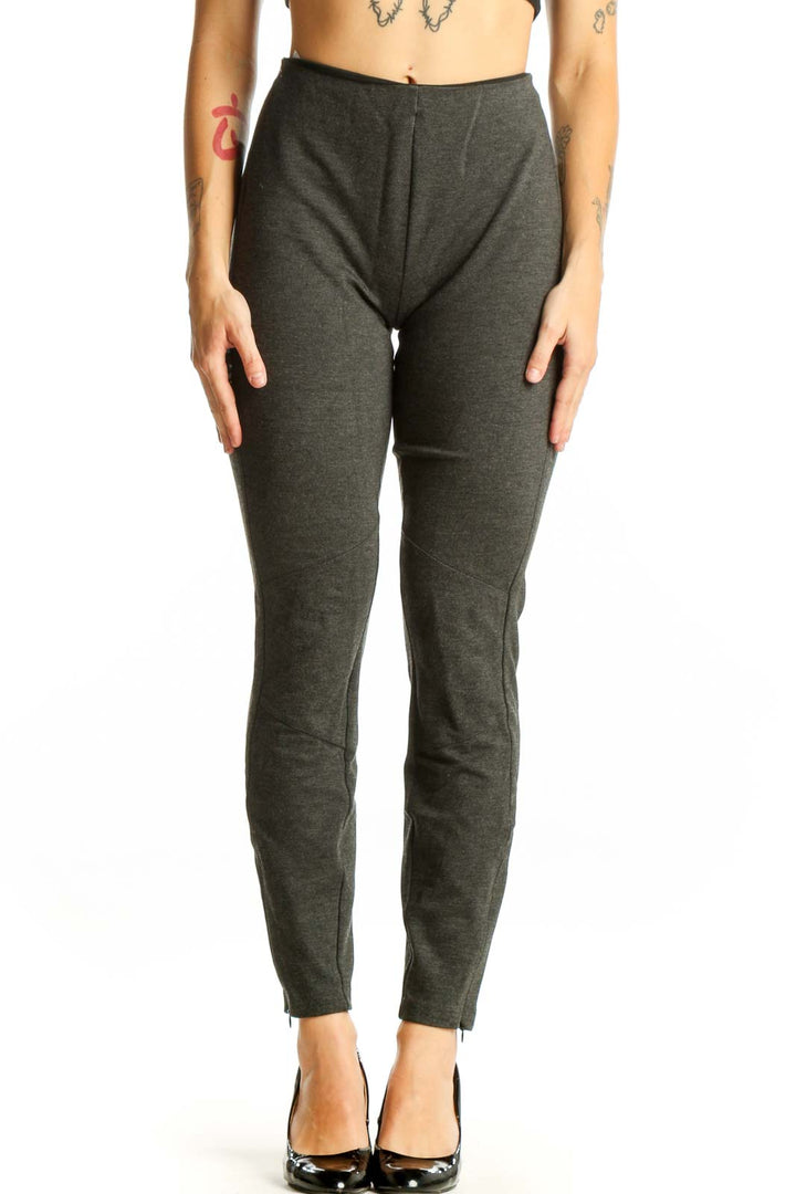 Front view of Polo Ralph Lauren charcoal slim fit ankle-length pants