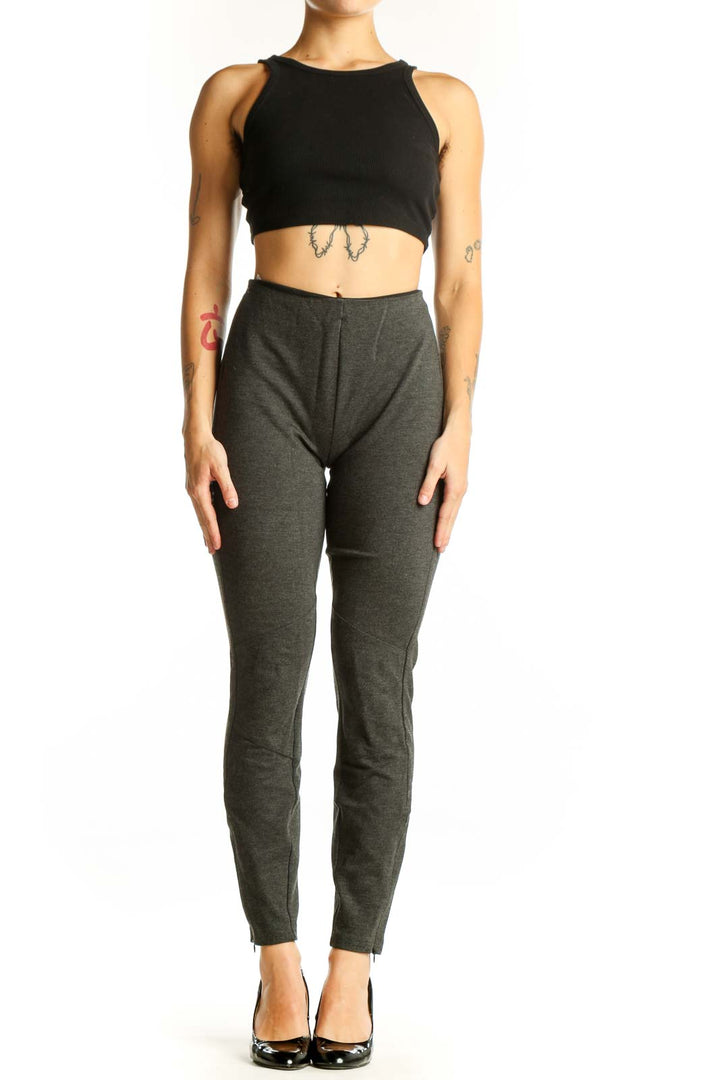 Front view of Polo Ralph Lauren charcoal slim fit ankle-length pants