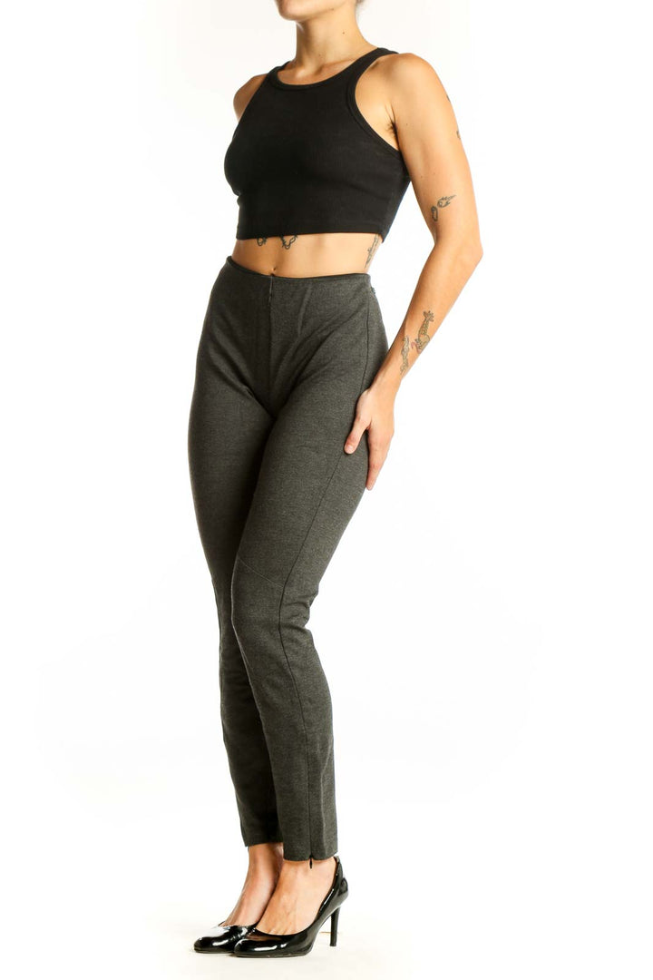 Front view of Polo Ralph Lauren charcoal slim fit ankle-length pants
