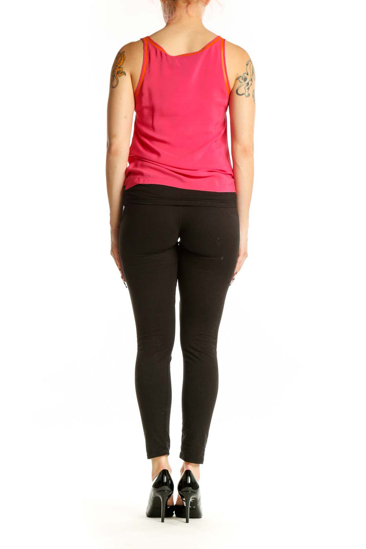 Pink silk acetate tank top by Paul Smith, back view showing sleeveless design and drape