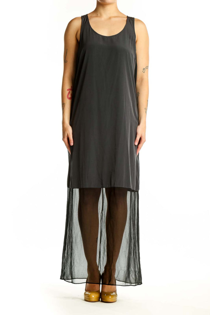 Black mesh overlay tank dress by Simply Vera Vera Wang, front view on model